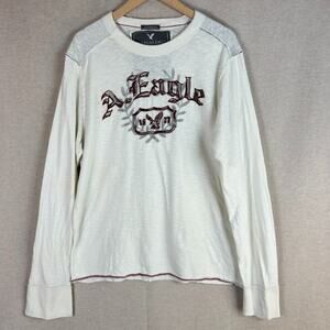 American Eagle Mens‎ Y2K Long Sleeve T Shirt Size XL Grunge Preppy Spellout